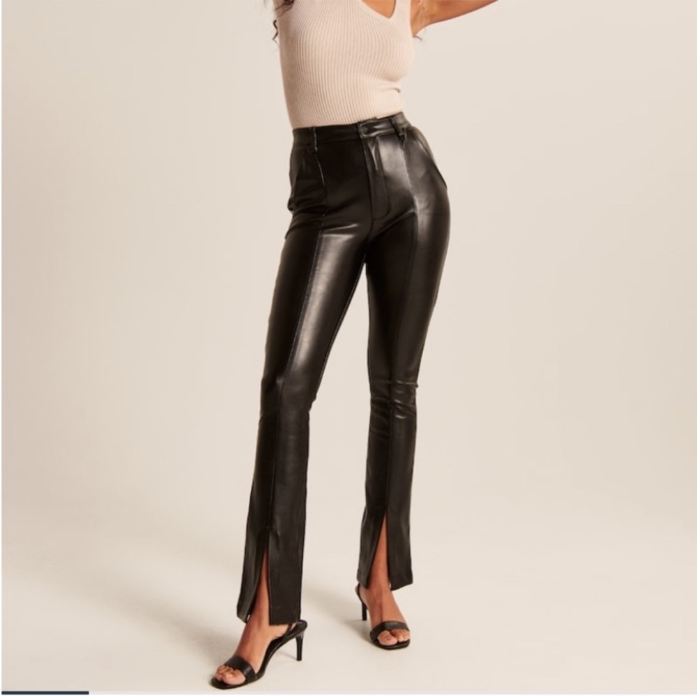 Abercrombie The Skinny Ultra High Rise Leather Split Hem Pant